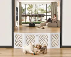 Snughome ペットゲート ペットフェンス 折り畳み式ゲート 置くだけ 犬用ゲート自立型ゲート柵 犬 ゲート 安全柵 小型犬 脱走防止 犬フェンス 室内用 ペット飛び出し防止柵 ペット用家具フェンス 多頭飼い ペットフェンス 木製 玄関 軽量 (長さ45i