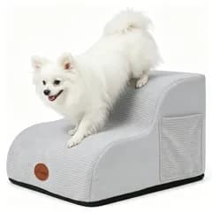 X XBEN 犬 階段 ステップ 犬 スロープ ドッグステップ 33D密度スポンジ 2段ペット 階段 収納ポケット付き 滑り止めデザイン カバー取り外し洗濯可能 小型犬適用 室内リビング・寝室・ソファ横など幅広く活用 丸角デザイン 怪我防止 犬の踏み台i