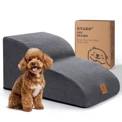 KYAKO 犬 階段 犬 ステップ 高さ30CM ペット 階段 犬 スロープ ドッグステップ ペット スロープ ペット用階段 犬 段差 ケガ防止 滑り止め付き カバー取り外し可能 35D高密度 ハンドル付 小型犬 シニア犬 子犬適用 (GRAY, 2段UP)i