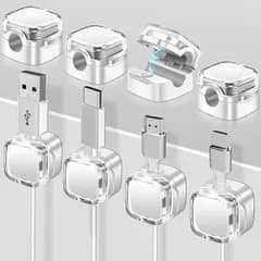 【新品】 8個セット 超強磁力 マグネットケーブルホルダー バネ式 ケーブルホルダー 小型 磁力 ホルダー ケーブルクリップ ケーブル管理システム 電話 USB 充電器 オフィス 車 ナイトスタンド用 白 0