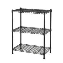 数量限定 メタルラック 防錆 耐荷重150kg(各50kg) クロムメッキ 収納棚 幅60x奥行35x高さ76cm シェルフ 食器棚 3段 レンジ台 本棚 キッチンラック スチールラック リビング 玄関 VECELO 業務用 ブラック