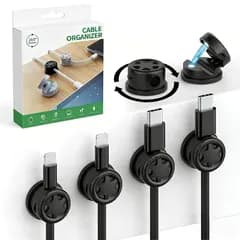 【新品】 ケーブルホルダー マグネット式 ケーブルクリップ 360°回転 配線整理 強力粘着 デスク 車内 ベッドサイド 6個セット (ブラック) 0
