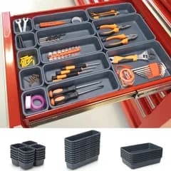KeFanta 42パック ツールボックスオーガナイザー ツールトレイ ディバイダー、ローリングツールチェストカートのキャビネット ワークベンチデスクの引き出しの整理と収納用 ハードウェア、パーツ、ねじ、ナット、小型ツールの整理用 (グレー)ys