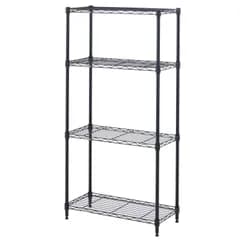 特価商品　パーツ対応 ポール径19mm 奥行30 ワイヤーシェルフ 頑丈 M1260304BK キッチン 幅59.5cm×奥行29.5cm×高さ121cm 全体耐荷重260kg ブラック 収納 棚 ランドリー スリムスチールラック 幅60 4段 ルミナス互換 