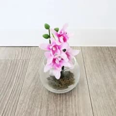 モダンテイスト  ガラス花瓶 グラスアート ピンクフラワー（造花付き） かわ畑貿易 ガラス・アイアン花瓶
