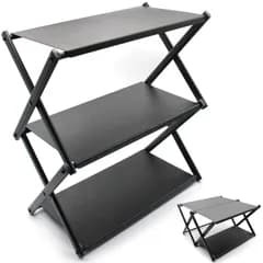 ★新品★キャンプ テーブル キャンプラック 2way 折り畳み アウトドア 卓上 収納ラック キャンプ ローテーブル ミニテーブル 3段 組み立て簡単 アルミ合金 小物置き 耐熱 耐荷重30kg 収納袋付き (アルミニウム-3段) d3169da0