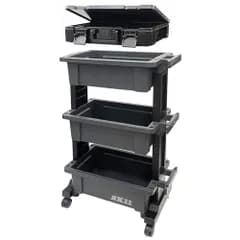 SK11(エスケー11) ツールワゴン&パーツストッカーセット 全段ボックス型 3段 耐荷重30kg 小型 外寸W490×D295×H785mm キャスター付き 日本製 STW-B490PSas e46c2b96