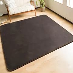 床暖房 オールシーズン 滑り止め ホットカーペットOK 洗える フランネルラグ 絨毯 185×185cm 子供に安心の抗菌・防臭・防ダニ 約2畳 肌に優しいふんわり感 カーペット ダークブラウン ラグ システムK