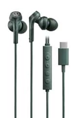 オーディオテクニカ ATH-CKS330NC GR イヤホン 有線 タイプC ノイズキャンセリング 1.2m U型コード 【遅延なし マイク付 リモコン 重低音 密閉型 高音質 DAC内蔵 グリーン】