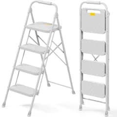 新商品 4段 脚立 手すり付き 折り畳み KINGRACK 踏み台 アルミ製 軽量 耐荷重150kg 広い踏み台 滑り止め ワンタッチロック コンパクト 収納便利 家庭用 キッチン 大掃除 DIY