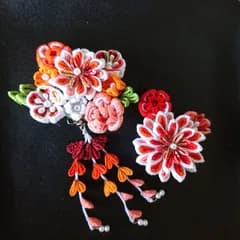 つまみ細工の髪飾りセット/オレンジ系/七五三/結婚式/成人式