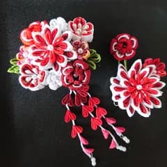 つまみ細工の髪飾りセット/赤系/七五三/結婚式/成人式