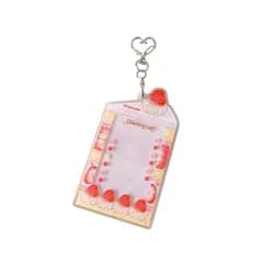 【新品】 [Moflano] トレカケース キーホルダー 推し活 硬質カードケース 韓国風 ケーキデザイン ハートナスカン付き チェキ収納 フォトカードケース アクキー かわいい デコトレカ ケース 推しグッズ フルーツ ショートケーキ (ケーキ黄色)