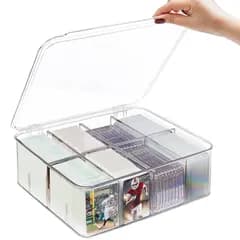 【新品】 Yoimize カードボックス トレカケース 透明カードケース８コマ 蓋付きストレージボックス 取り外し可能仕切り板付き2000枚以上収納 ポケカケース 横入れ 縦入れ ポケカ/遊戯王/デュエマ/各種カードゲーム対応 大容量(30.5長さ x 26幅