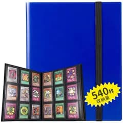【新品】 LIUDU カードファイル トレカ ファイル 9ポケット 540枚収納 表紙はPP素材 弾性包帯バインド カードシート他のゲームカードを集める (9ポケット, ブルー)