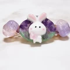 No.31【ラベンダー畑のウサギ】バレッタ