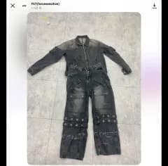 フォースセンス Tシャツ デニム ウォッシュ アイレット (ジャケット/パンツ)セットアップ (ブラック) (新品) (未発売商品) (イチオシ)