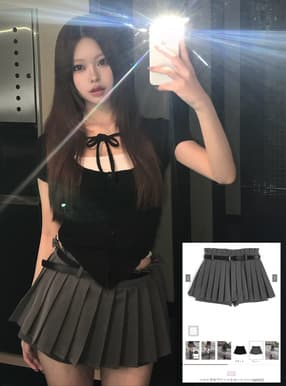 ベルト付きプリーツスカートパンツ