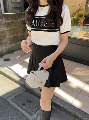 配色ロゴニットトップス