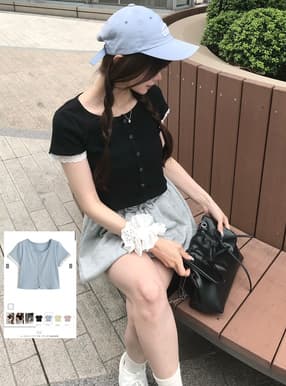 レーススリーブリブカーディガン