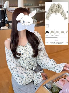 花柄シアーボレロ×リボンフリルキャミソールアンサンブル