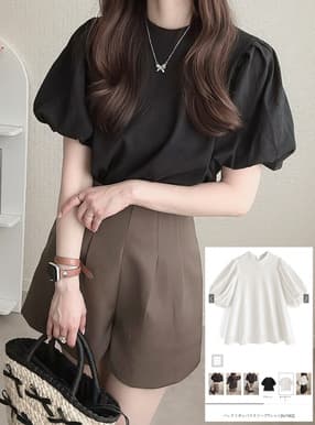 バックリボンパフスリーブTシャツ