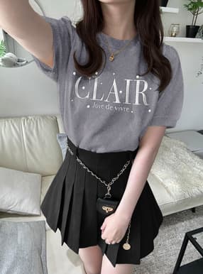パールロゴ刺繍ニットトップス