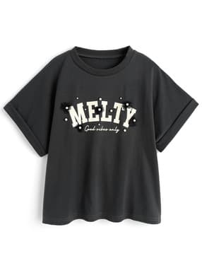オーガンジーフラワーパールロゴTシャツ