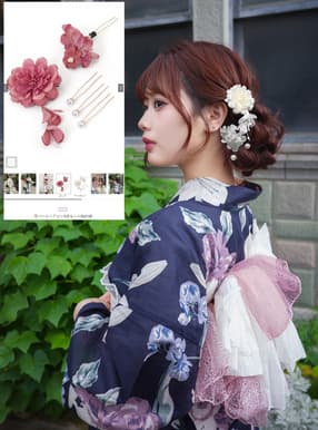 花パールヘアピン5点セット