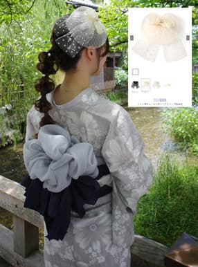 ドットチュールリボンヘアクリップ
