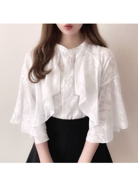 花柄シアーケープ風ブラウス