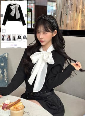 リボンニットトップス