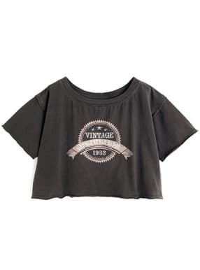 2Wayピグメントロゴクロップド丈Tシャツ