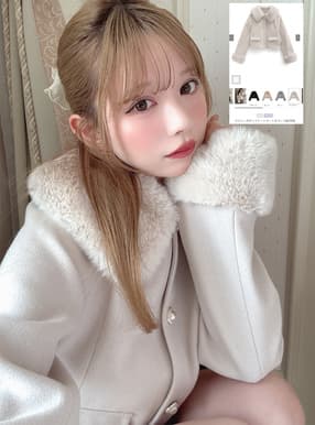 ビジューボタンファーショート丈コート