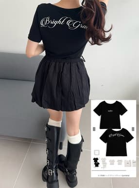 ロゴ刺繍バックプリントTシャツ