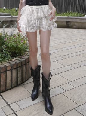 レースティアードショートパンツ