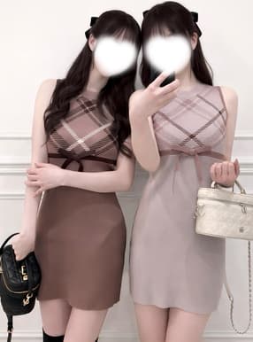 チェック柄ノースリーブニットミニワンピース