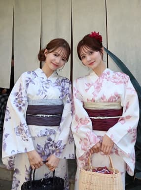 水彩椿柄浴衣セット