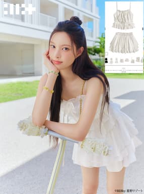 ILLIT アイリット BEBリボンティアードキャミソール×ティアードミニスカートパンツセットアップ