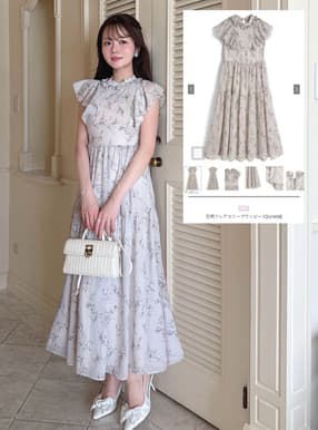 花柄フレアスリーブワンピース