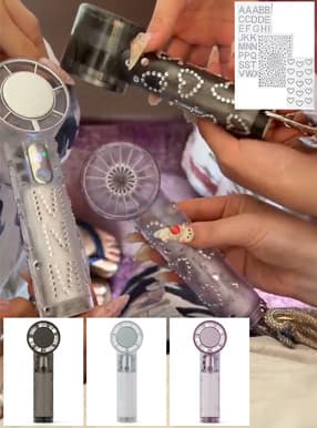 冷却プレート付きクリアハンディファン×ラインストーンシール3枚セット