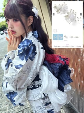 フラワーモチーフパールヘアコーム2点セット