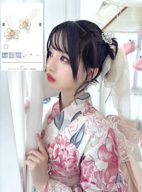 フラワービーズヘアピン2点セット