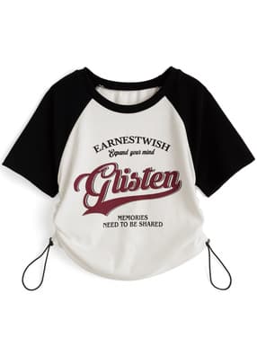 ロゴプリント配色ドロストラグランTシャツ