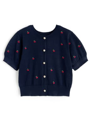 チェリー刺繍パールボタンニットカーディガン