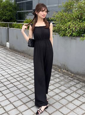 ふくれジャガードフリルオールインワン