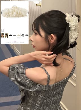 パールオーガンジーフリルヘアクリップ