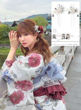 花モチーフパールビジューヘアピン2点セット