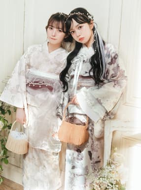 3点セット2Wayオーガンジー花柄セパレート浴衣