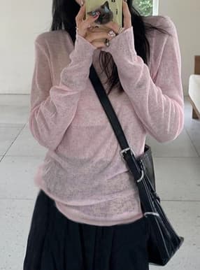 ルーズシアーニットトップス